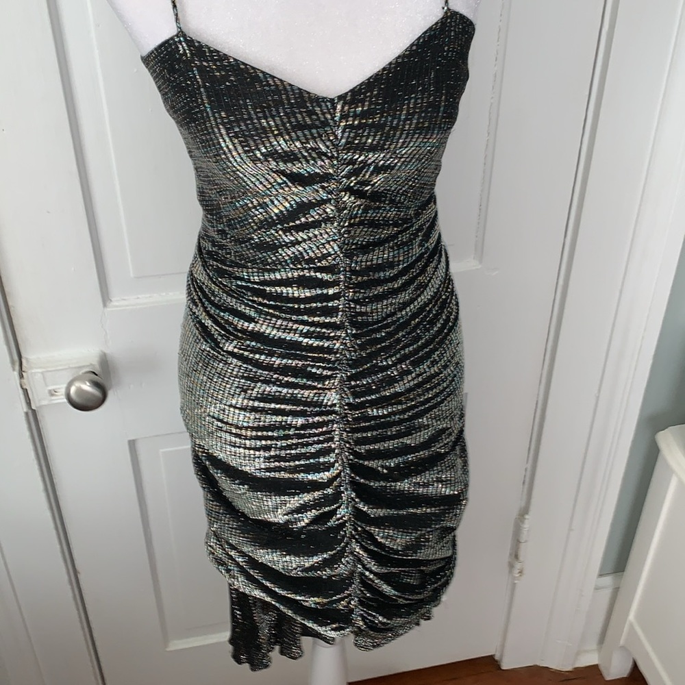 VINTAGE RUCHED SHIMMERY DANCE PARTY MERMAID DRESS - Picture 3 of 15